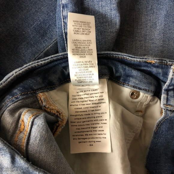 GOOD AMERICAN Good High Waist Straight Ankle Jeans Distressed Raw Hem Size 4/27 - Picture 10 of 11